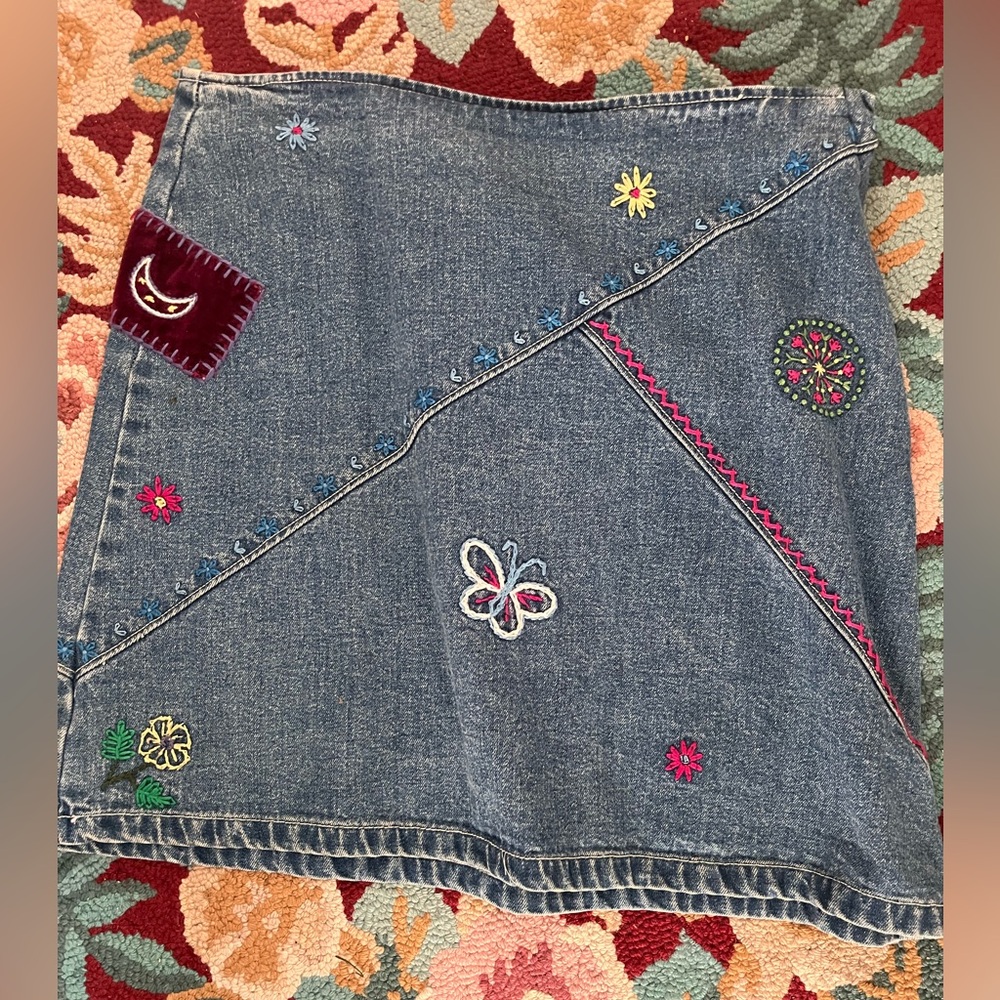 Embroidered  Gap Denim Skirt